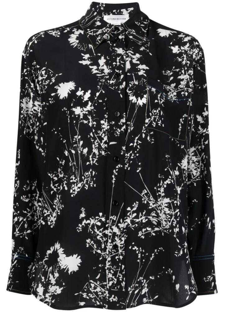 Victoria Beckham floral-print silk shirt - Black Cover