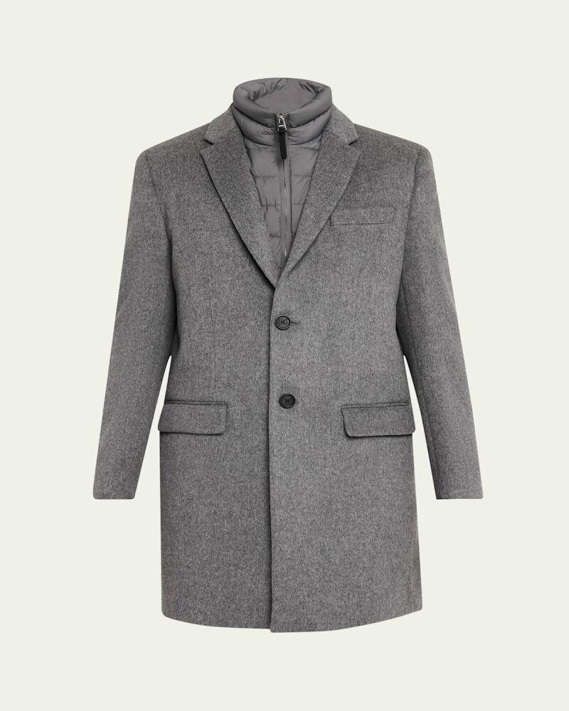 Mackage Men's Wool Topcoat with Removable Down Bib Cover