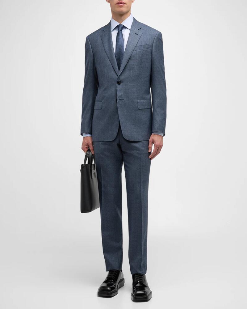 Giorgio Armani Men's Micro-Squares Wool Classic Fit Suit Cover