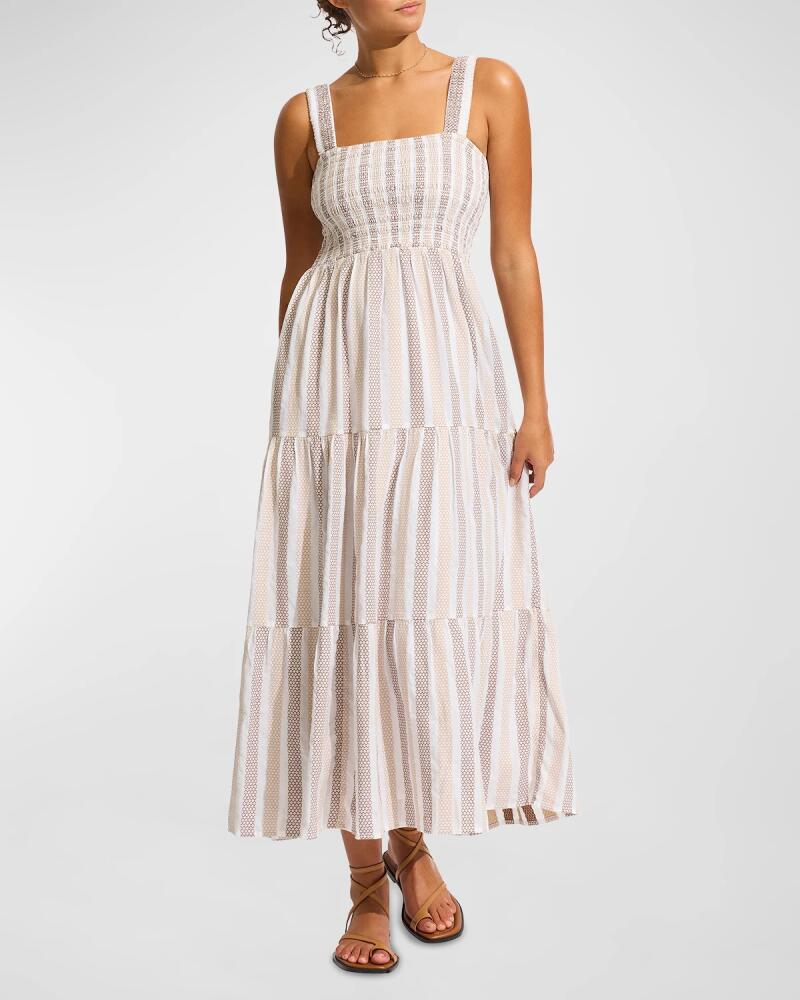 Seafolly Embroidered Stripe Midi Dress Cover