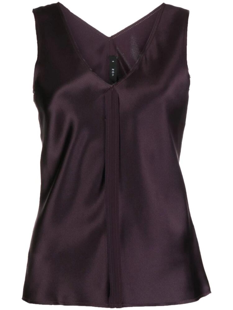 VOZ silk raw-edge tank top - Purple Cover