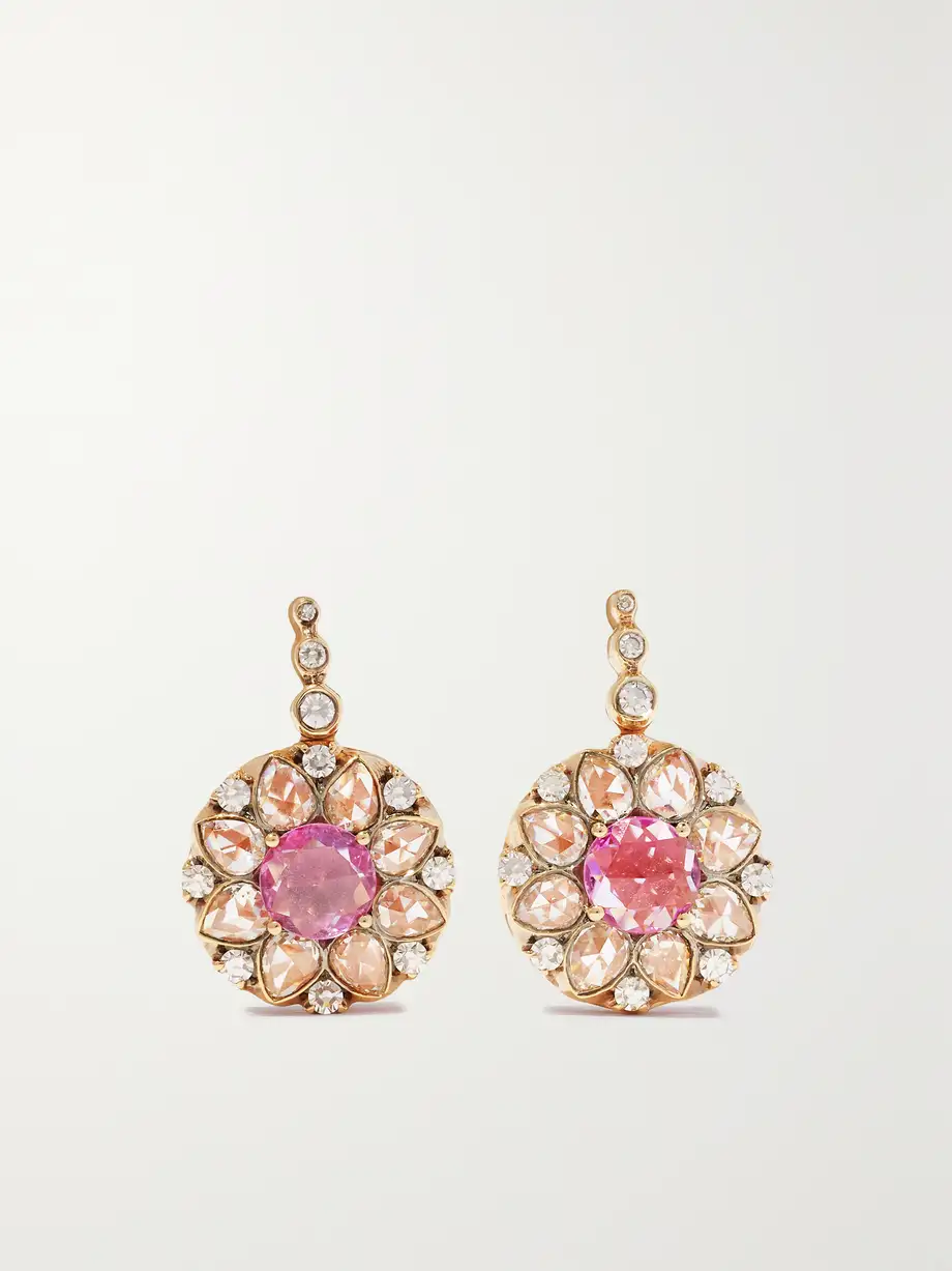 Selim Mouzannar - 18-karat Pink Gold, Sapphire And Diamond Earrings - One size Cover