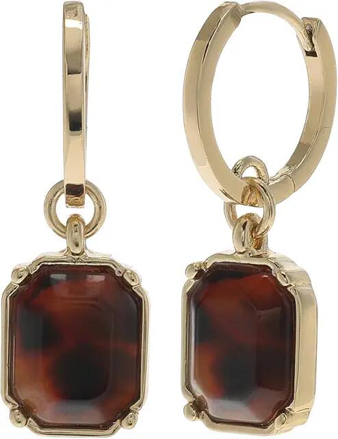 Lauren Ralph Lauren 14 mm Hoop with Tort Drop Earrings (Gold/Tortoise) Earring Cover