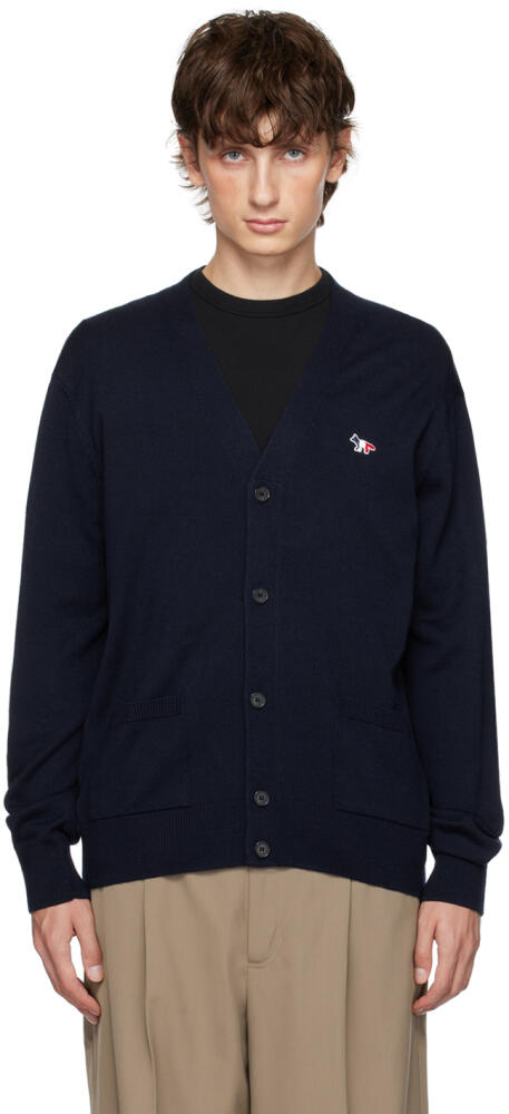 Maison Kitsuné Navy Tricolor Fox Cardigan Cover