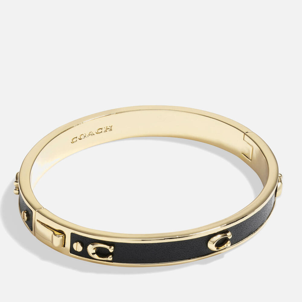 Coach Gold-Tone and Leather Bangle Cover