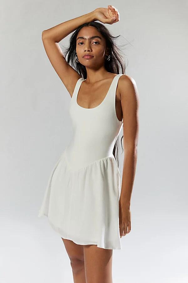 Urban Outfitters UO Daphne Drop-Waist Mini Dress in White Cover