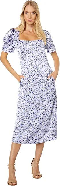 Lost + Wander Violetta Short Sleeve Midi Dress (Purple Floral) Women's Clothing Cover