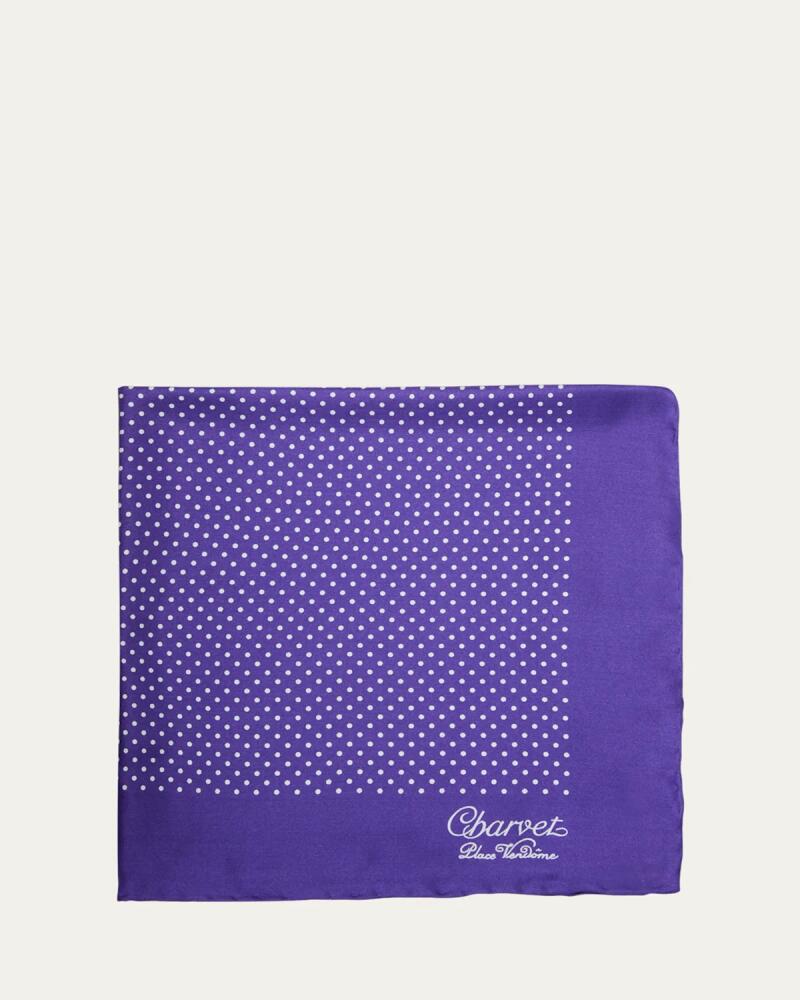 Charvet Men's Silk Dot-Print Pocket Square Cover