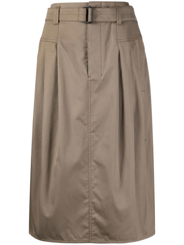 LEMAIRE belted-waist pleated midi skirt - Brown Cover