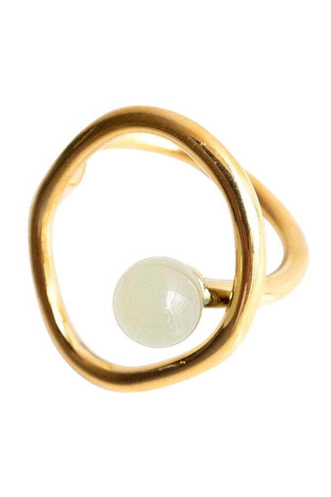 seree Cosmos Jade bead gold statement ring in Light Green Cover