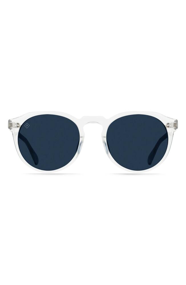 RAEN Remmy 49mm Polarized Round Sunglasses in Crystal Clear/Pol Blue Smoke Cover