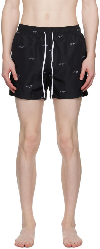 Hugo Black Printed Swim Shorts Cover