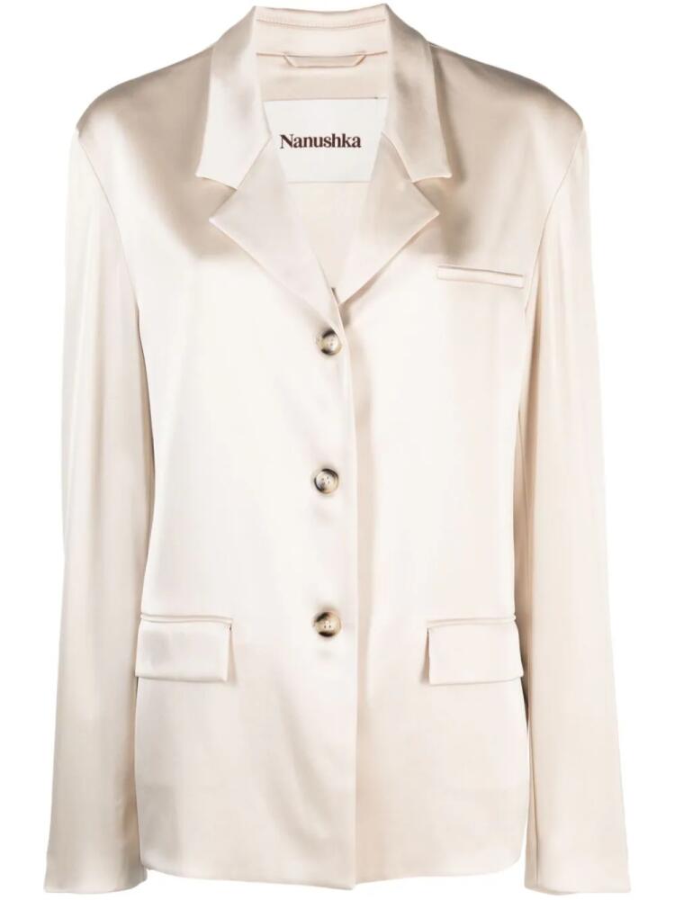 Nanushka Patri satin single-breasted blazer - Neutrals Cover