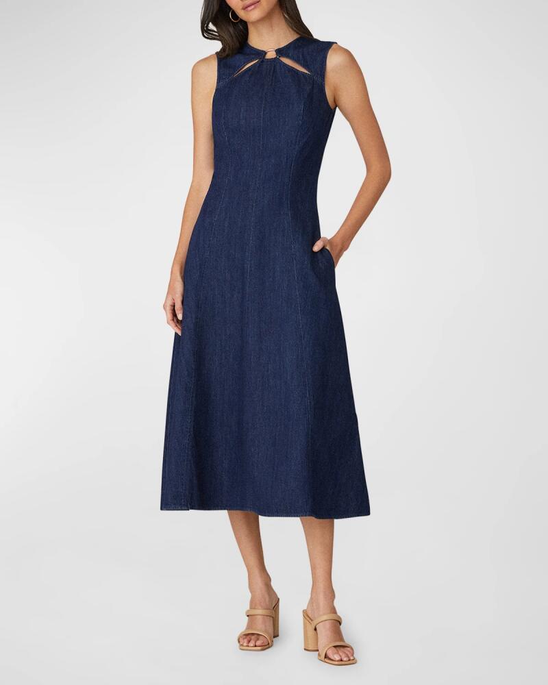 Shoshanna Maria Sleeveless Cutout Denim Midi Dress Cover