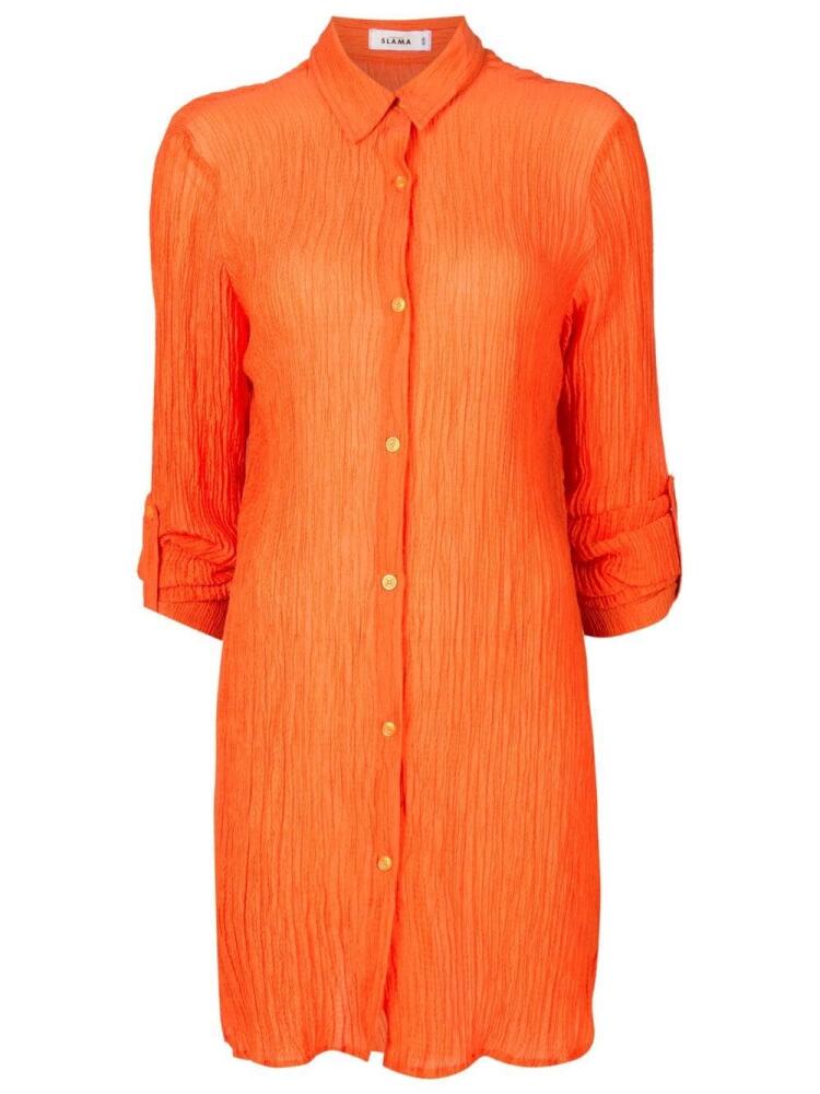 Amir Slama crinkle-finish shirt dress - Orange Cover