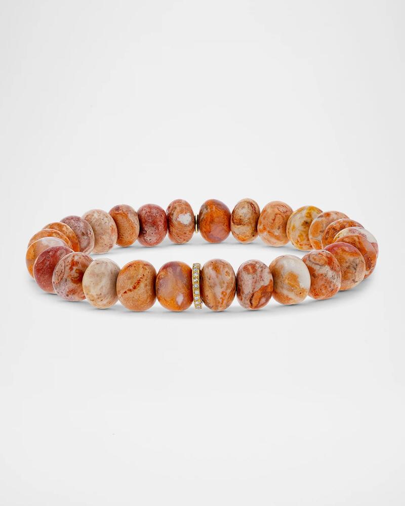 Sheryl Lowe Mexican Fire Opal 10mm Bead Bracelet with 1 Diamond Rondelle Cover