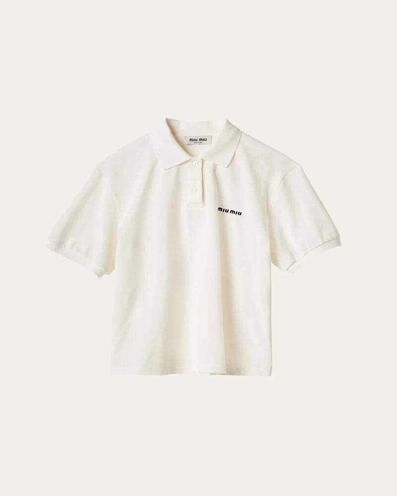 Miu Miu Logo Embroidered Cotton Polo Shirt Cover