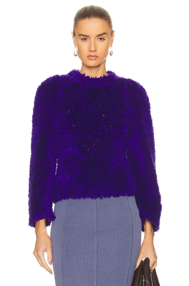 Stella McCartney Furry Textured Knit Cropped Jumper Sweater in Purple Cover