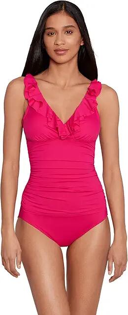 LAUREN Ralph Lauren Beach Club Solids Ruffle Underwire Tankini (Orchid) Women's Swimwear Cover