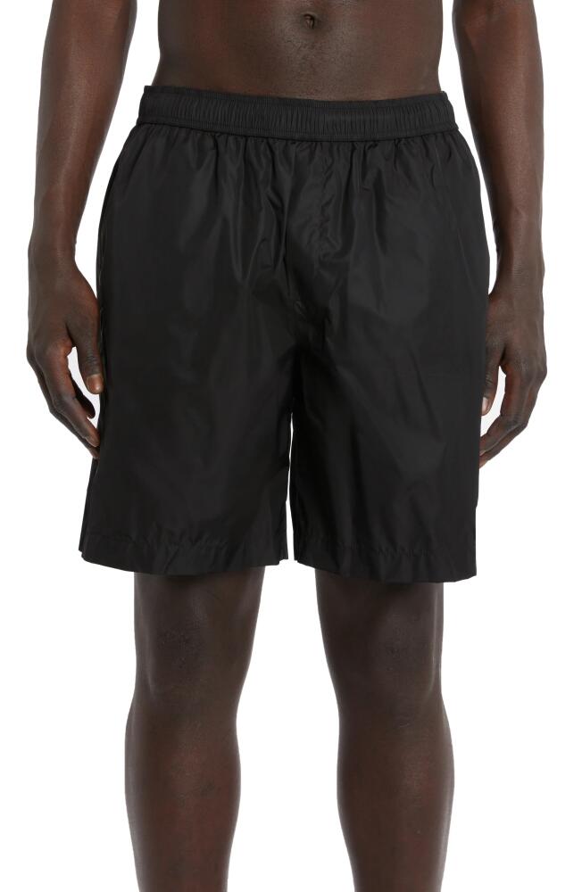 Moncler Reflective Logo Nylon Swim Trunks in Black Cover