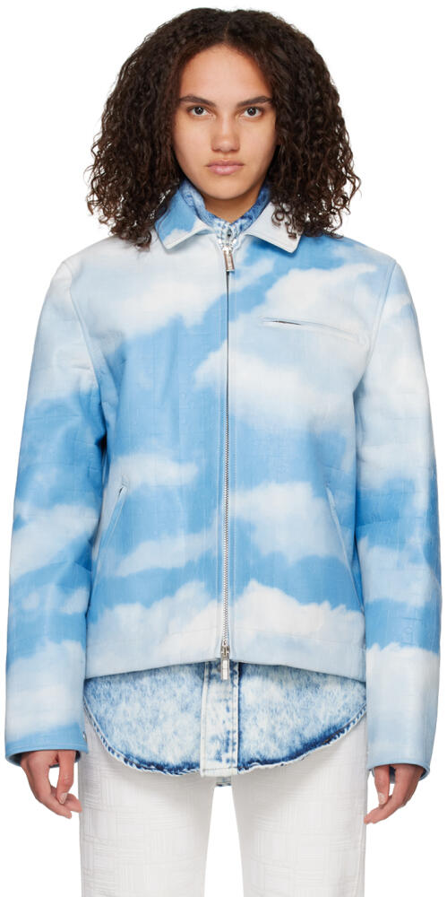 VTMNTS White & Blue Sky Puzzle Leather Jacket Cover