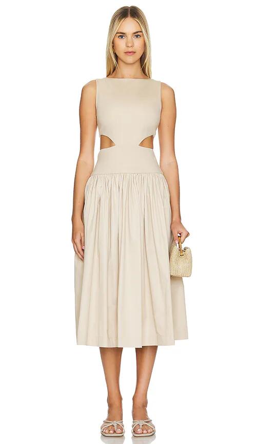 L'Academie by Marianna Natalina Midi Dress in Beige Cover