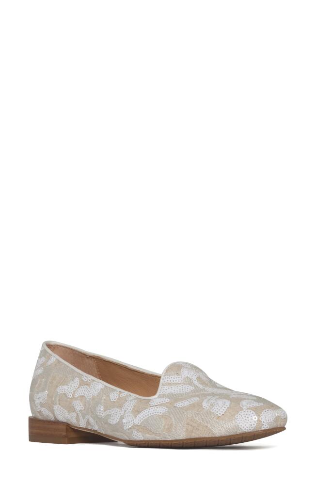 Donald Pliner Reena Sequin Embellished Loafer Flat in Natural/White Cover