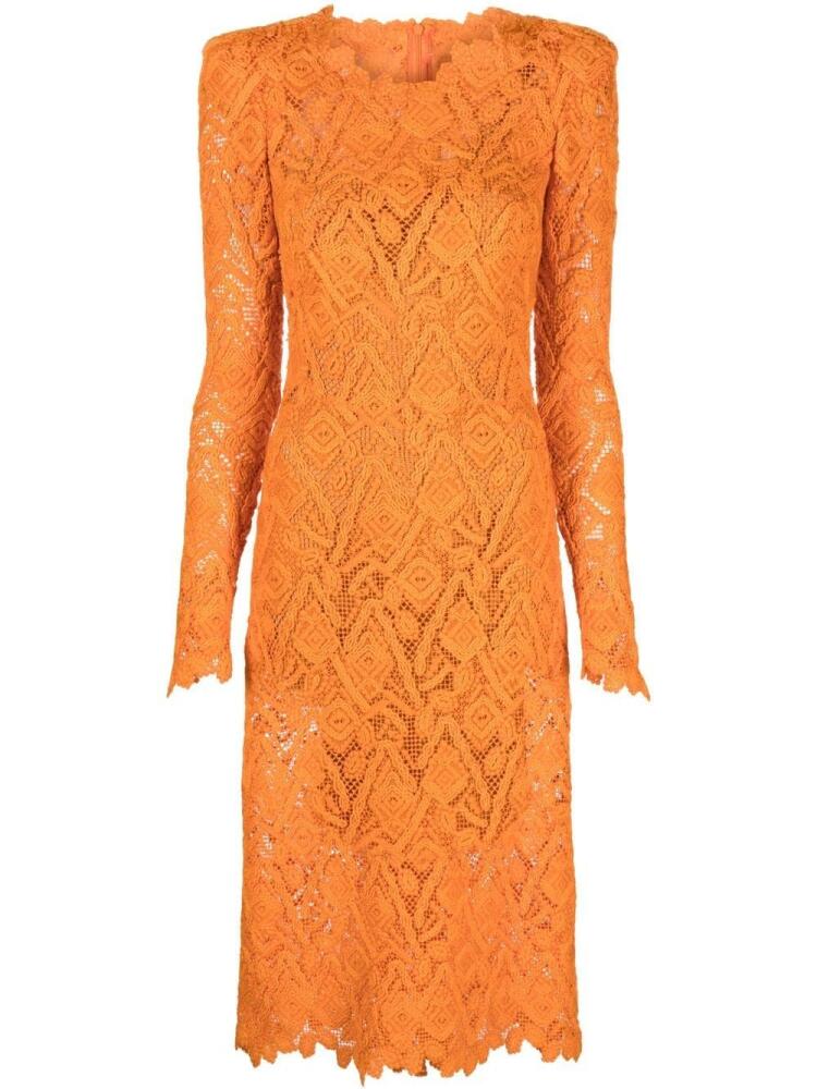 Ermanno Scervino long-sleeve lace dress - Orange Cover