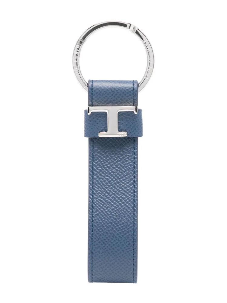 Tod's Timeless-logo leather keyring - Blue Cover