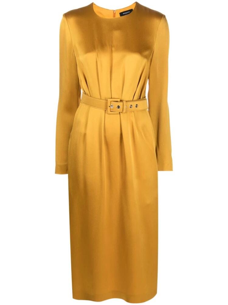 Rochas belted satin midi dress - Yellow Cover