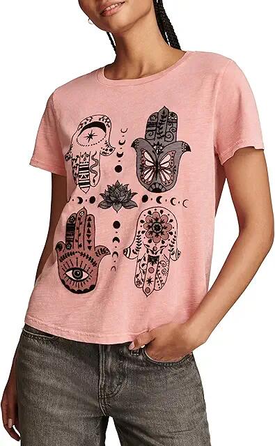 Lucky Brand Hamsa Hands Classic Crew (Peach Blossom) Women's Clothing Cover