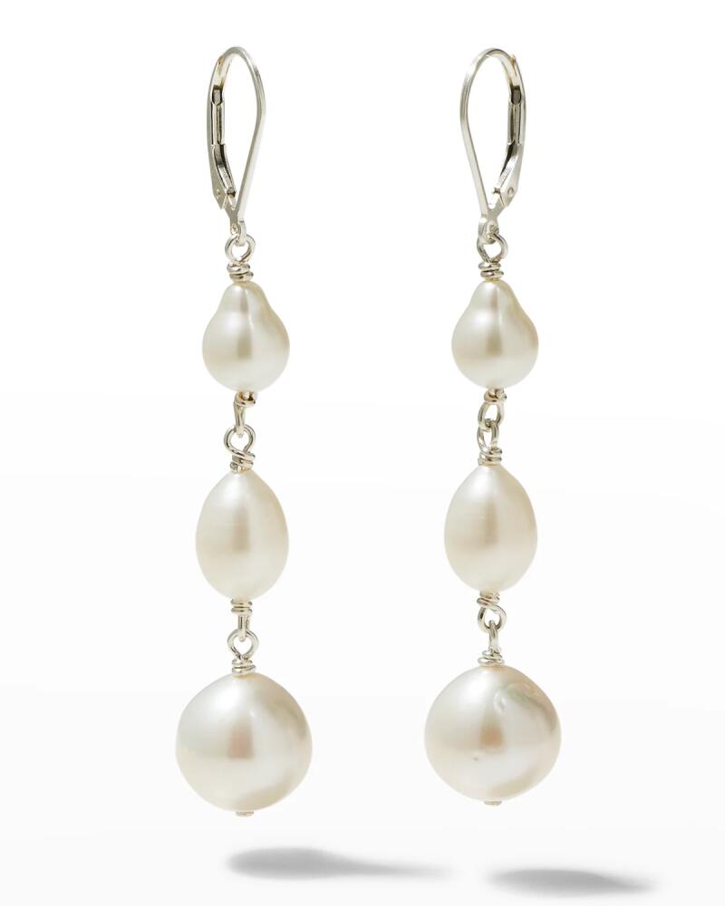 Margo Morrison Triple Pearl Lever Back Earrings Cover