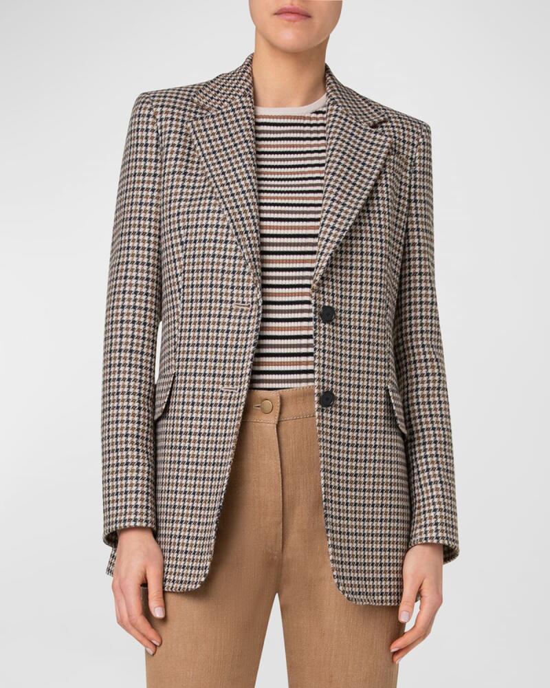 Akris punto Houndstooth Shetland Tweed Wool Boyfriend Blazer Cover