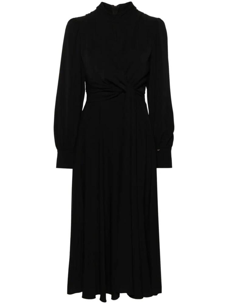 NISSA knot-detail draped midi dress - Black Cover