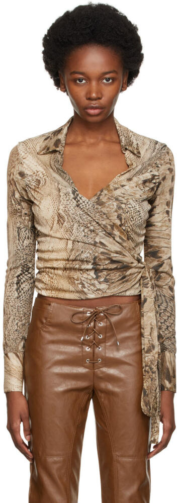 Blumarine Brown Jersey Wrap Blouse Cover