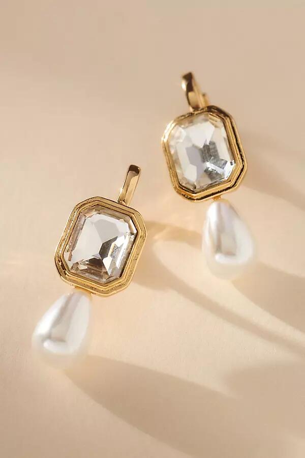 By Anthropologie Crystal & Pearl Drop Earrings Cover