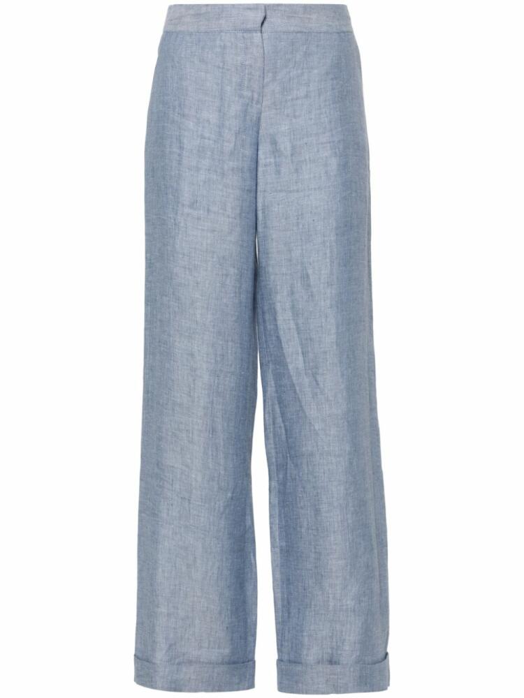 Barba wide-leg linen trousers - Blue Cover