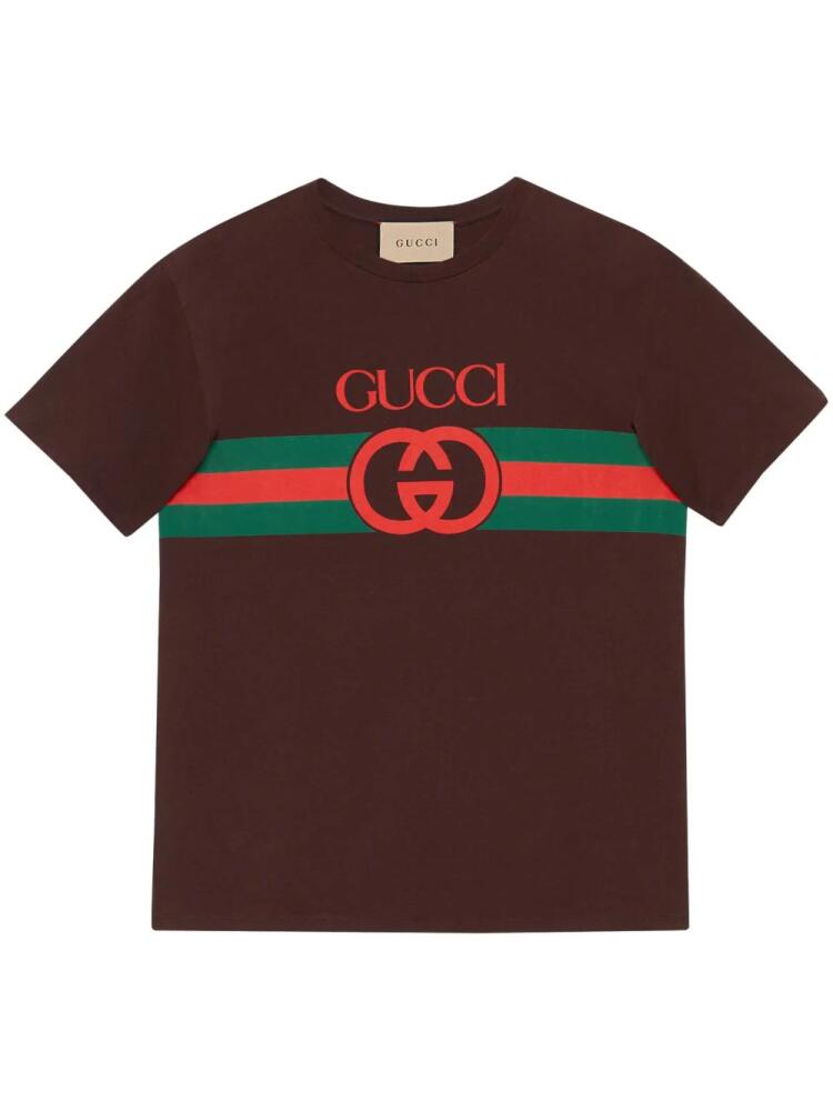 Gucci logo-print cotton T-shirt - Brown Cover