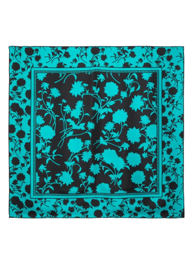 Versace Floral Silhouette-print silk foulard - Black Cover