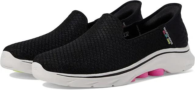 SKECHERS Performance Go Walk 7 Daley Hands Free Slip-Ins (Black/Hot Pink) Women's Shoes Cover