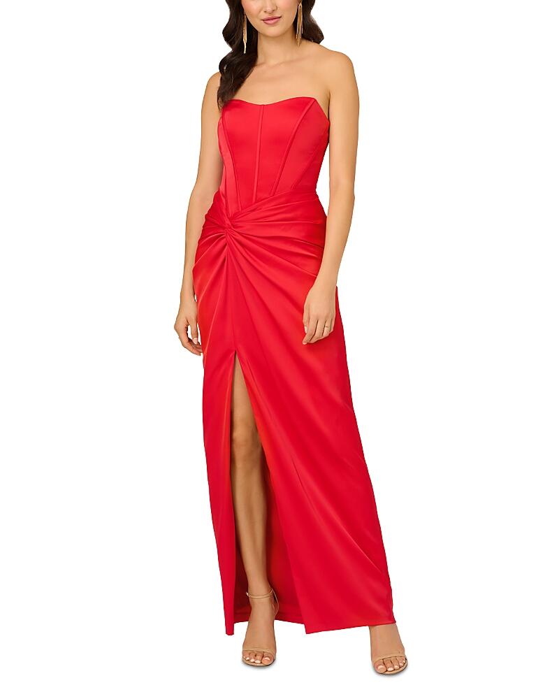 Liv Foster Satin Strapless Draped Column Gown Cover