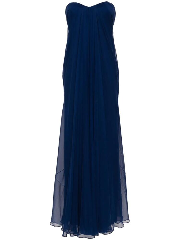 Alexander McQueen sweetheart-neck silk gown - Blue Cover