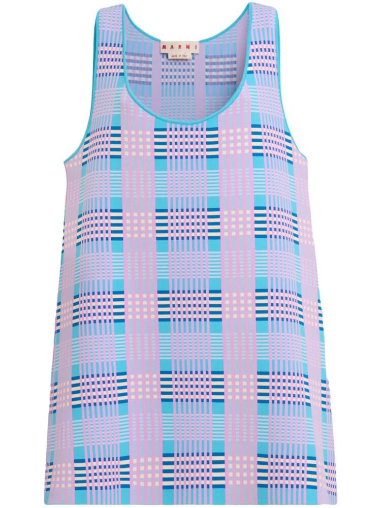 Marni check-print shift dress - Blue Cover