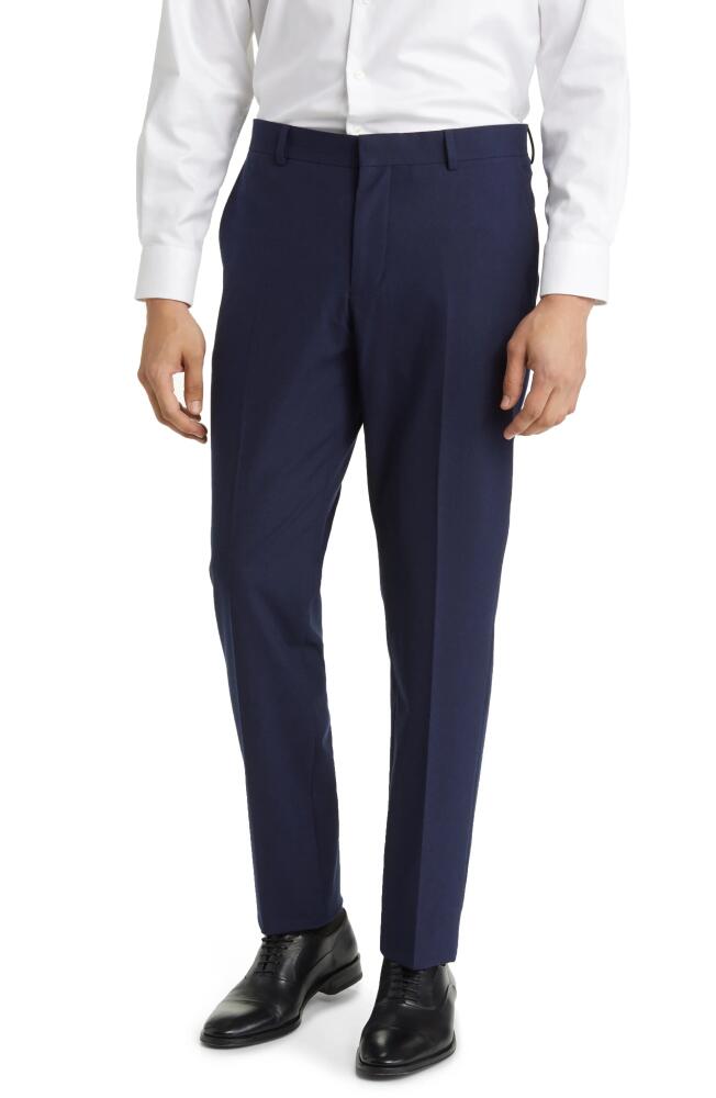 Nordstrom Trim Fit Flat Front Stretch Trousers in Navy Night Cover