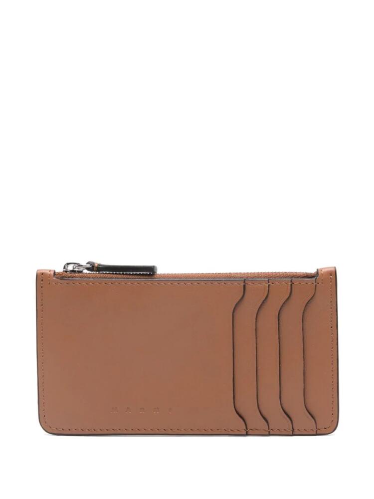 Marni embossed-logo card holder - Brown Cover