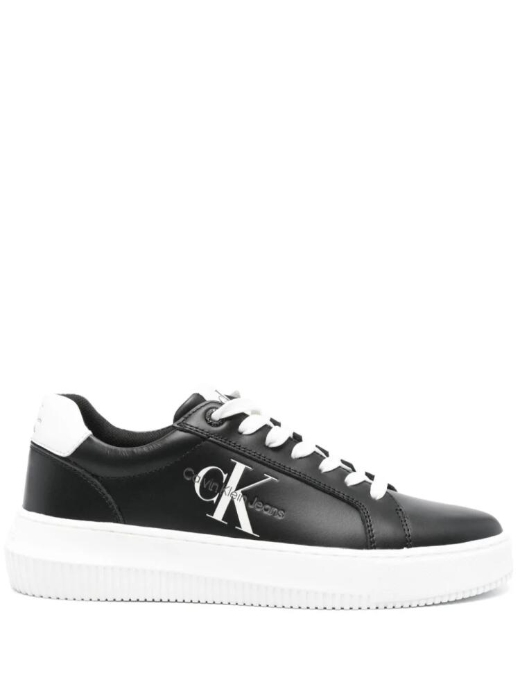 Calvin Klein Jeans logo-print leather sneakers - Black Cover