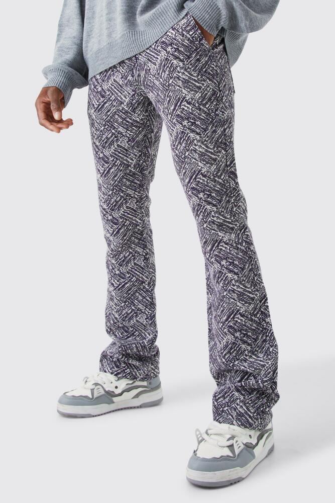 boohoo Mens Slim Flare Tapestry Pants - Purple Cover