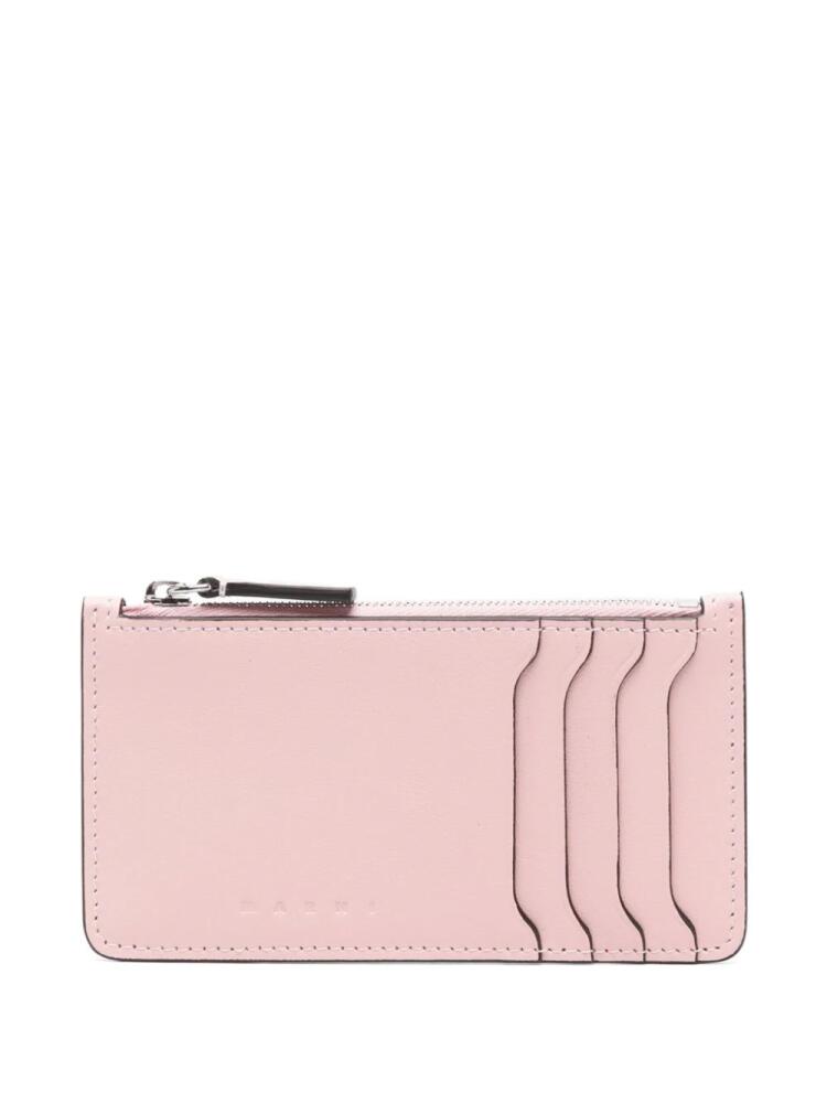 Marni embossed-logo card holder - Pink Cover