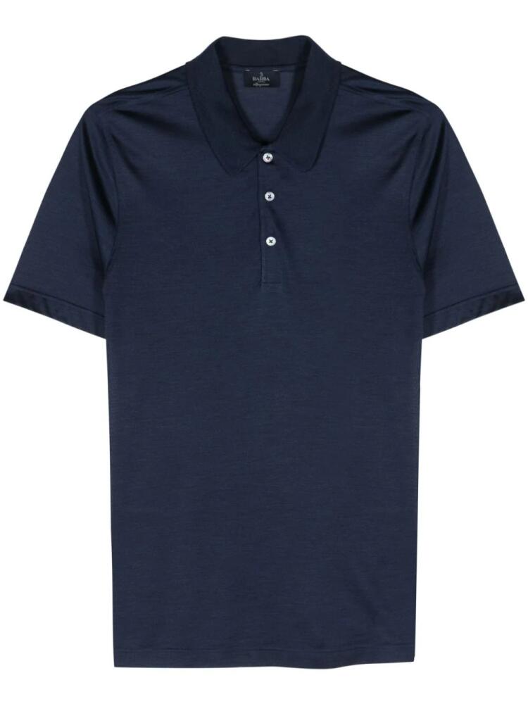 Barba mélange silk polo shirt - Blue Cover