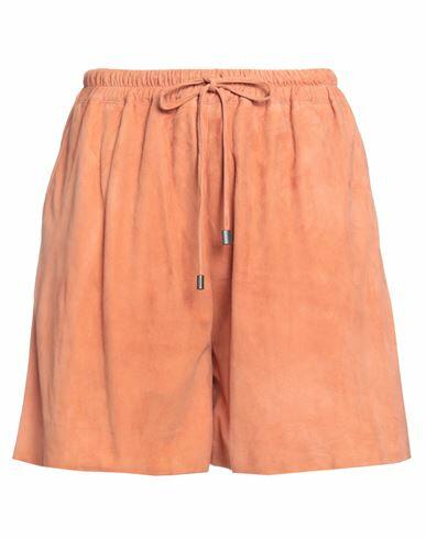 Gentryportofino Woman Shorts & Bermuda Shorts Apricot Ovine leather Cover